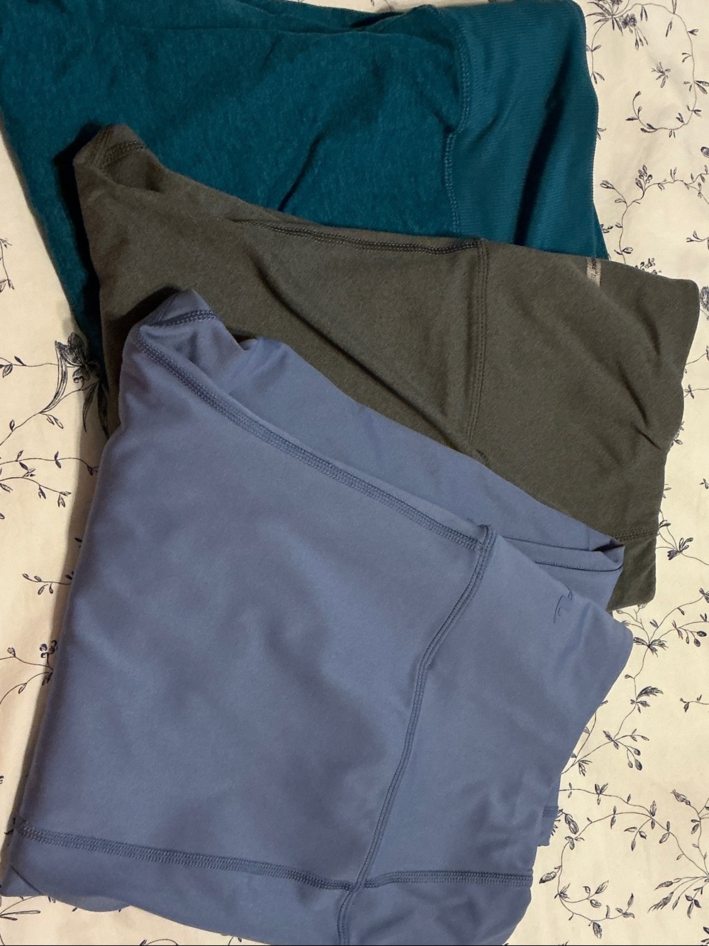 Bundle of Three Activewear Leggings in Teal, Charcoal, and Periwinkle